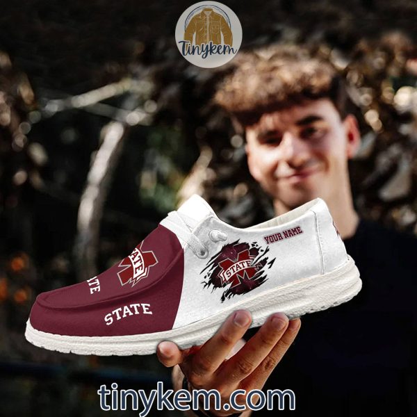 Mississippi State Bulldogs Customized Canvas Loafer Dude Shoes