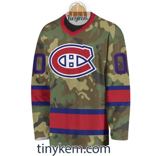 Montreal Canadiens Camo Hockey V-neck Long Sleeve Jersey