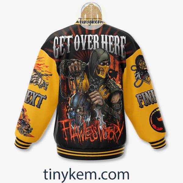 Mortal Kombat Scorpion Baseball Jacket: Get Over Here Flawless Victory