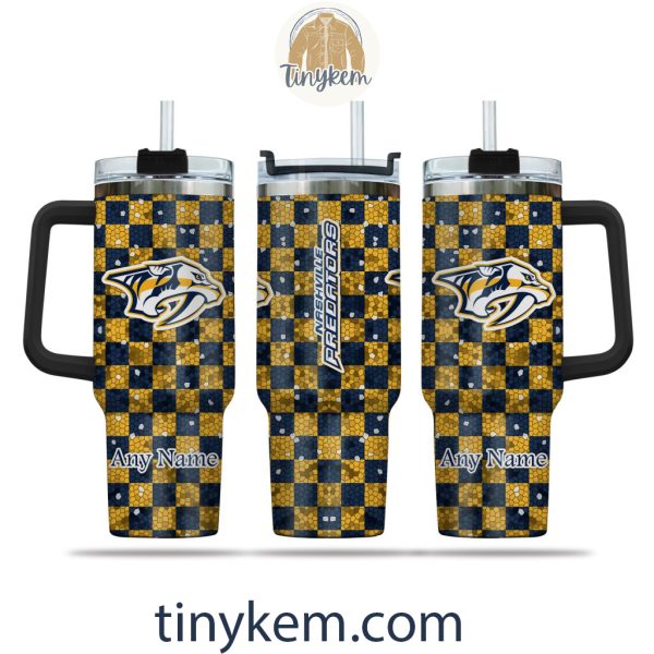 Nashville Predators Customized 40oz Tumbler With Plaid Design