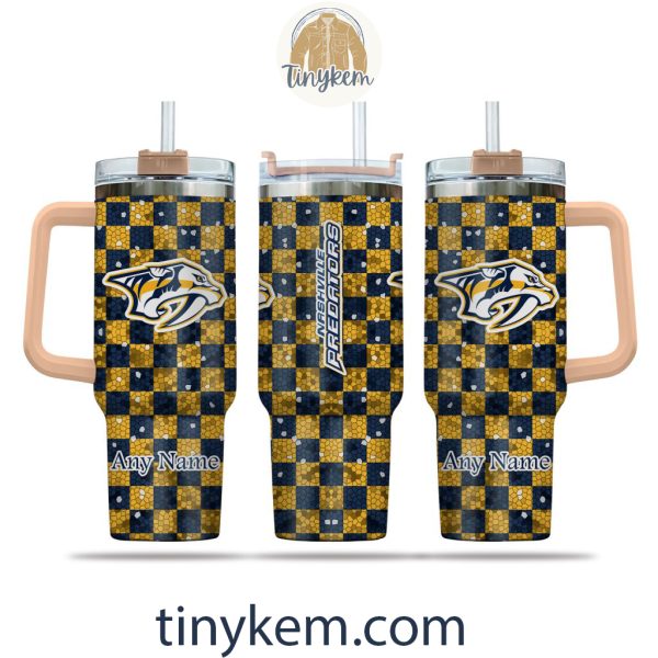 Nashville Predators Customized 40oz Tumbler With Plaid Design