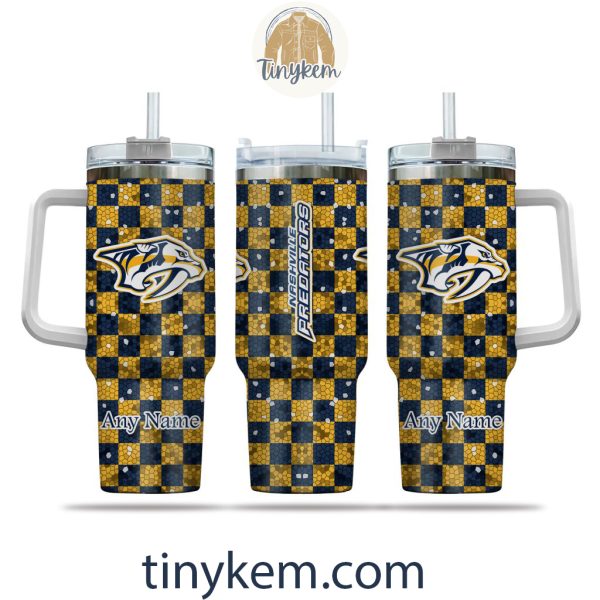 Nashville Predators Customized 40oz Tumbler With Plaid Design