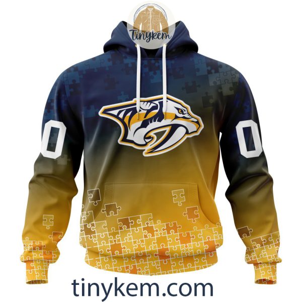 Nashville Predators Customized Tshirt, Hoodie With Autism Awareness 2024 Design