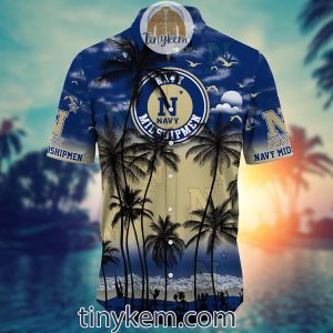 Navy Midshipmen Summer Coconut Hawaiian Shirt2B2 kMEDx