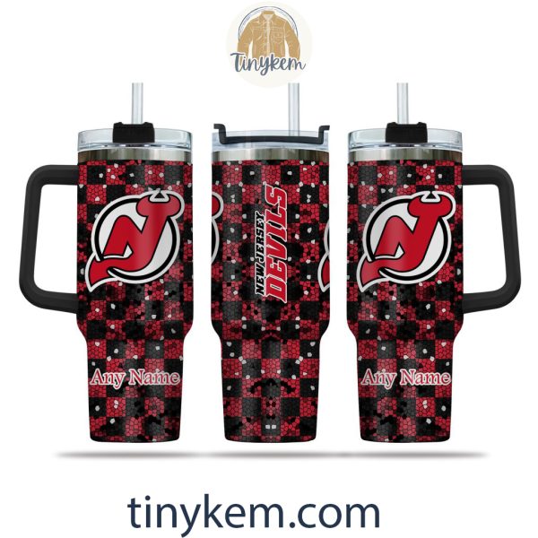 New Jersey Devils Customized 40oz Tumbler With Plaid Design