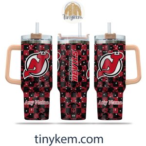 New Jersey Devils Customized 40oz Tumbler With Plaid Design