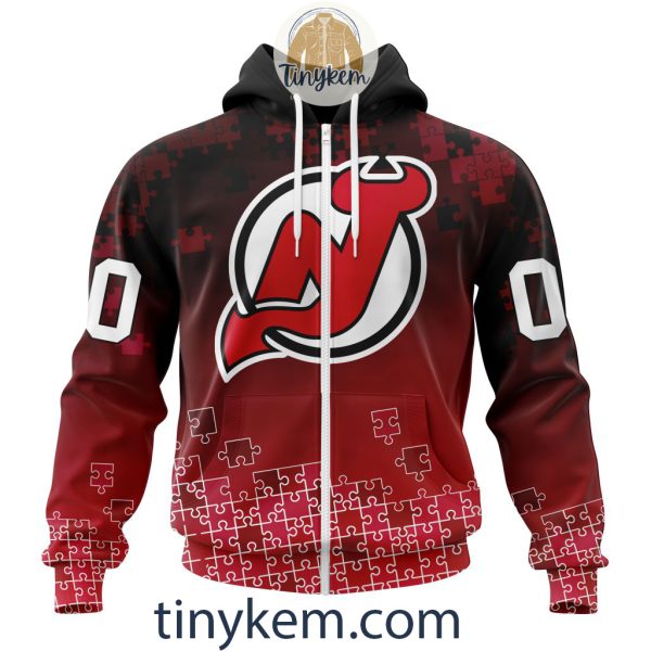 New Jersey Devils Customized Tshirt, Hoodie With Autism Awareness 2024 Design