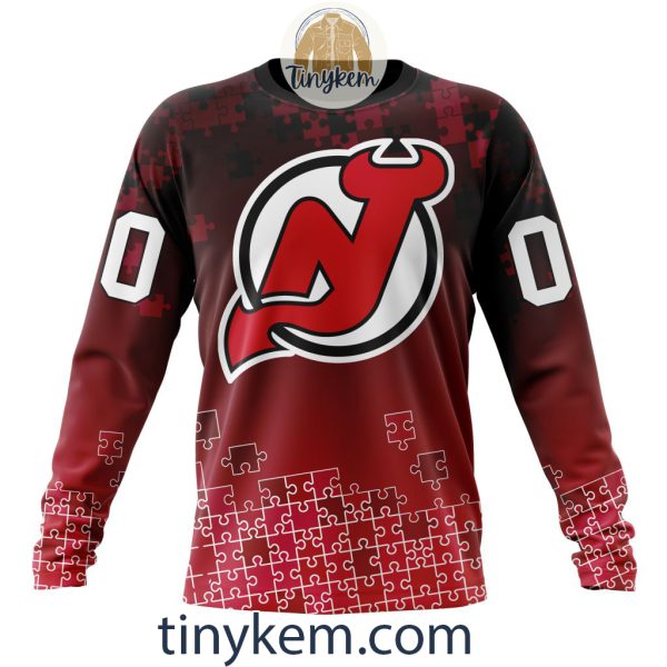 New Jersey Devils Customized Tshirt, Hoodie With Autism Awareness 2024 Design