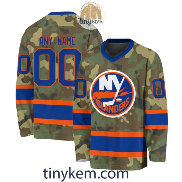 New York Islanders Camo Hockey V-neck Long Sleeve Jersey