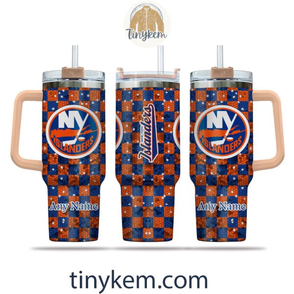 New York Islanders Customized 40oz Tumbler With Plaid Design