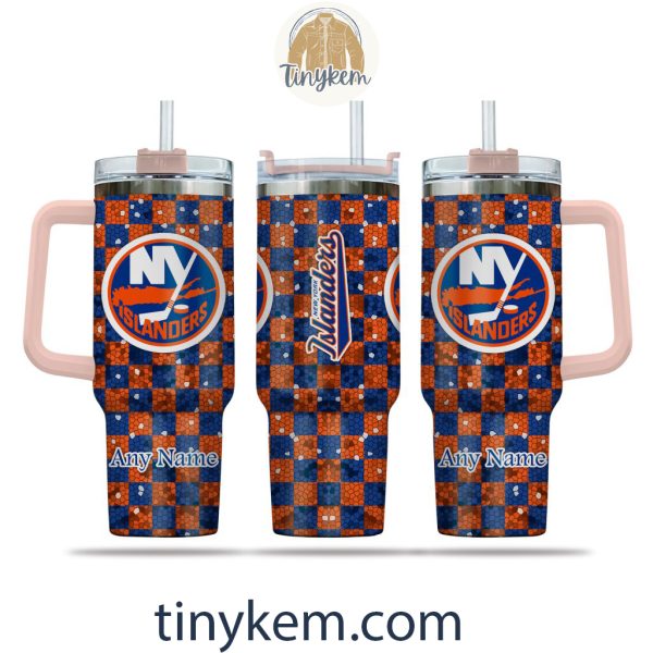 New York Islanders Customized 40oz Tumbler With Plaid Design