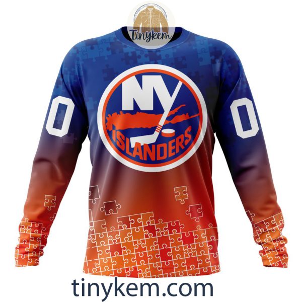 New York Islanders Customized Tshirt, Hoodie With Autism Awareness 2024 Design