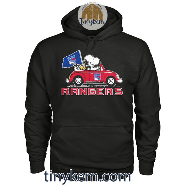 New York Rangers And Snoopy Driving Car Shirt