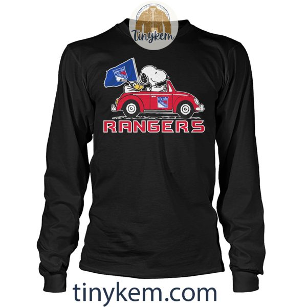 New York Rangers And Snoopy Driving Car Shirt