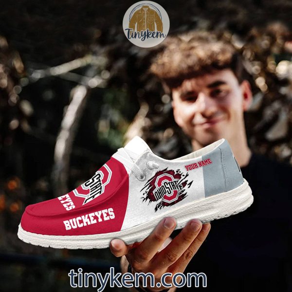 Ohio State Buckeyes Customized Canvas Loafer Dude Shoes
