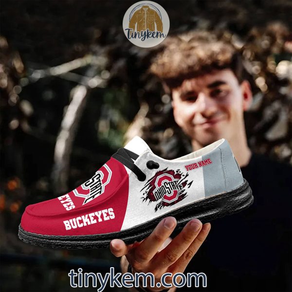 Ohio State Buckeyes Customized Canvas Loafer Dude Shoes