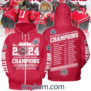 Ohio State Buckeyes Frozen Four 2024 Champions Womens Hockey Tshirt2B4 0GHLL