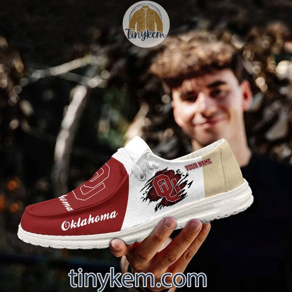 Oklahoma Sooners Customized Canvas Loafer Dude Shoes