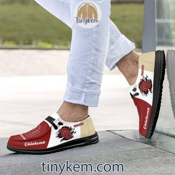 Oklahoma Sooners Customized Canvas Loafer Dude Shoes