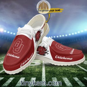 Oklahoma Sooners Customized Canvas Loafer Dude Shoes2B8 3TgPX