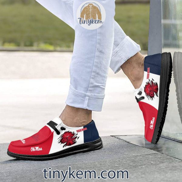 Ole Miss Rebels Customized Canvas Loafer Dude Shoes