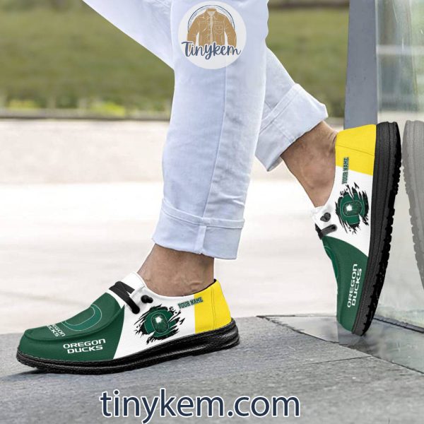 Oregon Ducks Customized Canvas Loafer Dude Shoes