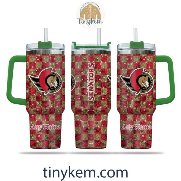 Ottawa Senators Customized 40oz Tumbler With Plaid Design