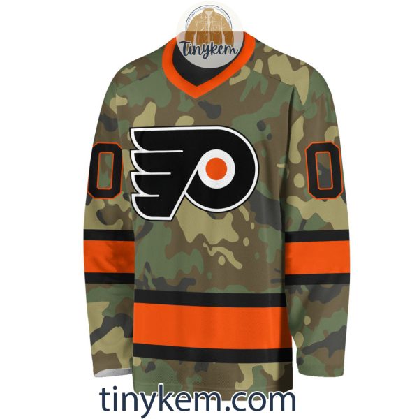 Philadelphia Flyers Camo Hockey V-neck Long Sleeve Jersey