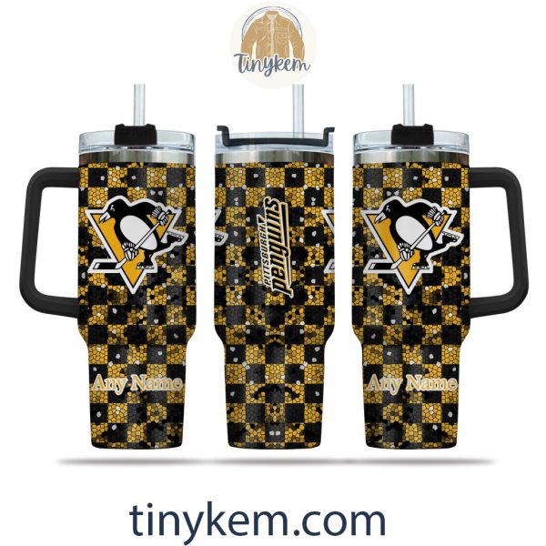 Pittsburgh Penguins Customized 40oz Tumbler With Plaid Design