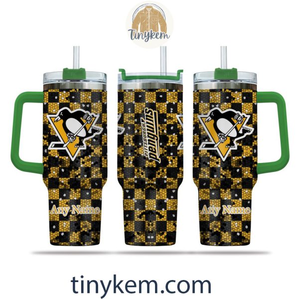 Pittsburgh Penguins Customized 40oz Tumbler With Plaid Design