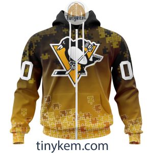 Pittsburgh Penguins Customized Tshirt Hoodie With Autism Awareness 2024 Design2B2 OHbFk