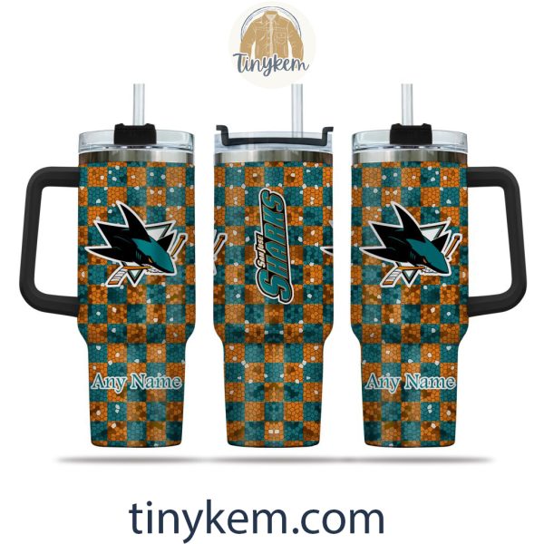 San Jose Sharks Customized 40oz Tumbler With Plaid Design