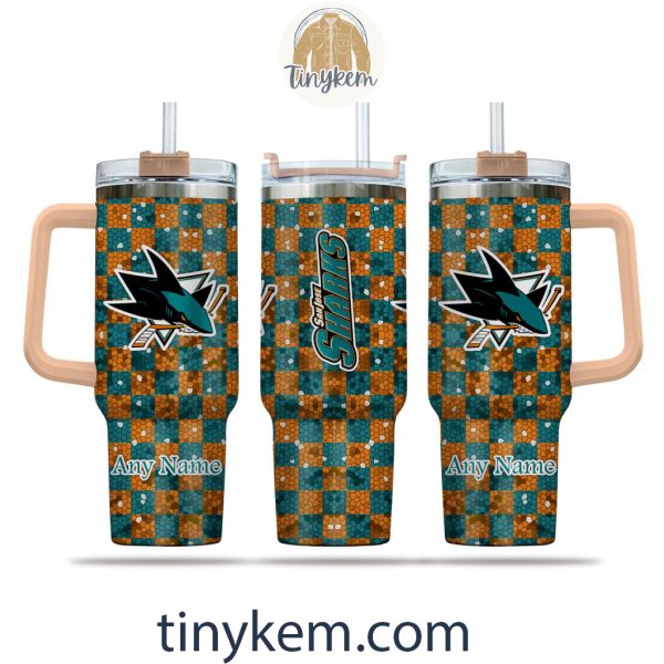 San Jose Sharks Customized 40oz Tumbler With Plaid Design