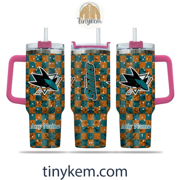 San Jose Sharks Customized 40oz Tumbler With Plaid Design