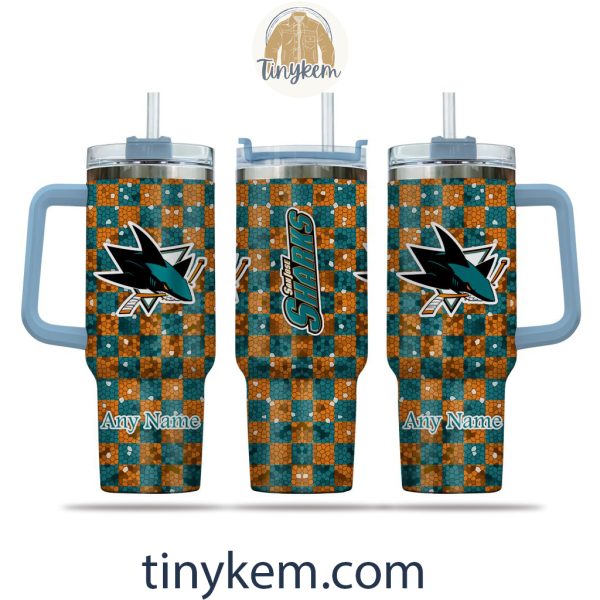 San Jose Sharks Customized 40oz Tumbler With Plaid Design