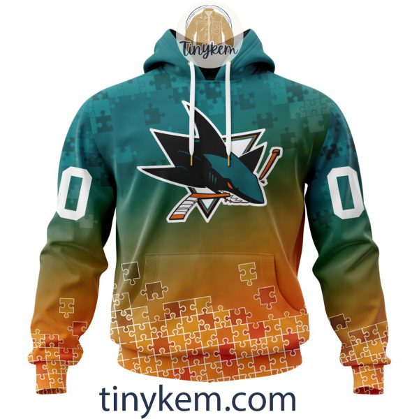 San Jose Sharks Customized Tshirt, Hoodie With Autism Awareness 2024 Design