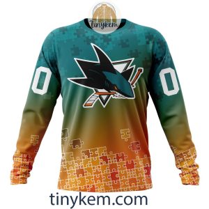 San Jose Sharks Customized Tshirt Hoodie With Autism Awareness 2024 Design2B4 uaLP4