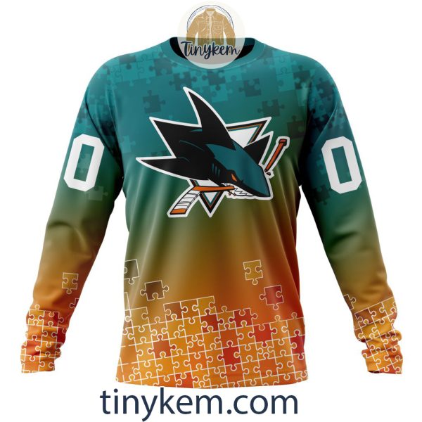 San Jose Sharks Customized Tshirt, Hoodie With Autism Awareness 2024 Design