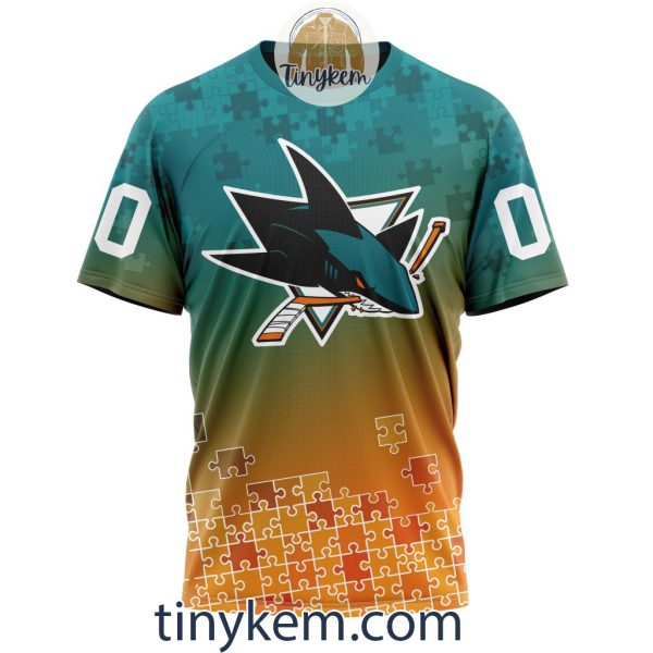 San Jose Sharks Customized Tshirt, Hoodie With Autism Awareness 2024 Design