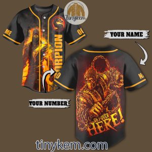 Scorpion Mortal Kombat Customized Baseball Jersey: Get Over Here