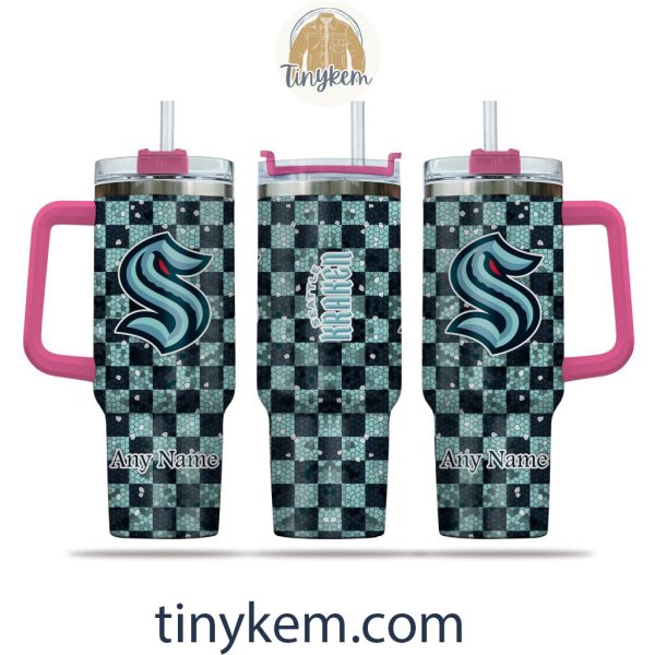 Seattle Kraken Customized 40oz Tumbler With Plaid Design