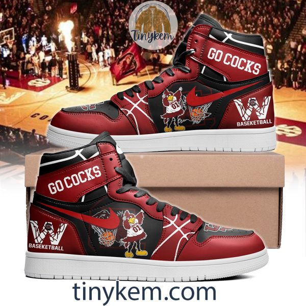 South Carolina Gamecocks Mascot Basketball Air Jordan 1 High Top Shoes