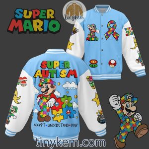 Super Mario Autism Baseball Jacket: Accept,Understand,Love