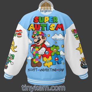 Super Mario Autism Baseball Jacket AcceptUnderstandLove2B3 mGKfB