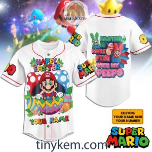Super Mario Happy Easter Day Customized Baseball Jersey2B7 tV9Cp