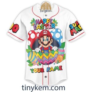 Super Mario Happy Easter Day Customized Baseball Jersey2B8 qC4cs