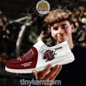 Texas A&M Aggies Customized Canvas Loafer Dude Shoes