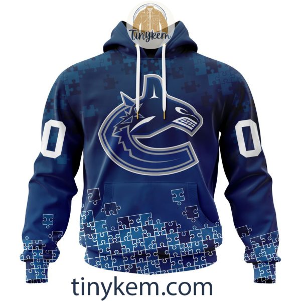 Vancouver Canucks Customized Tshirt, Hoodie With Autism Awareness 2024 Design