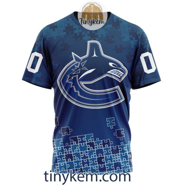 Vancouver Canucks Customized Tshirt, Hoodie With Autism Awareness 2024 Design