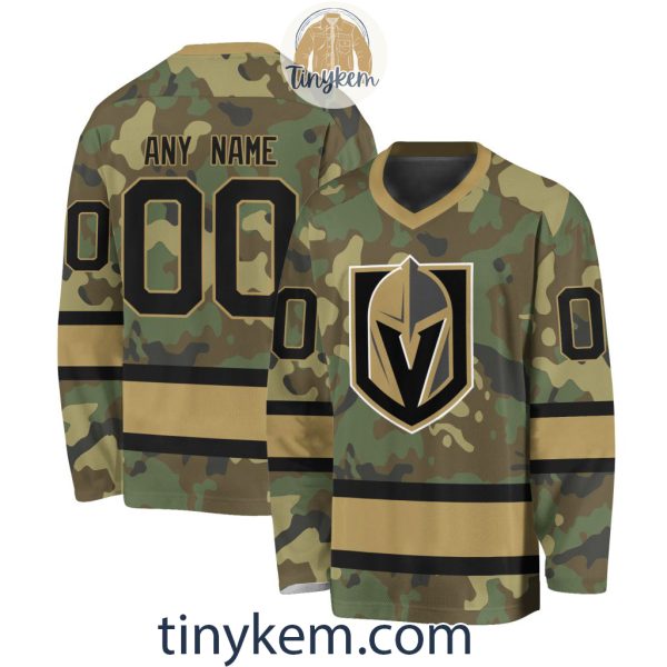Vegas Golden Knights Camo Hockey V-neck Long Sleeve Jersey